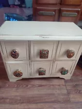 Late 20th Century Antiqued And Distressed Solid Wood Six Drawer Tabletop Chest