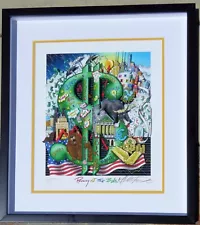 Charles Fazzino RUNNING OF THE BUCKS 3-D Stocks Serigraph Hand signed framed