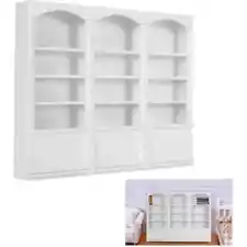 Newly Stocked!! Cute!! Dollhouse Library Bookcase Shelves 3 Bay White 1:12 Scale