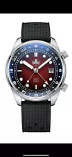 New In-Box PHOIBOS Eagle Ray Red Dial 300 Meter GMT Dive Watch