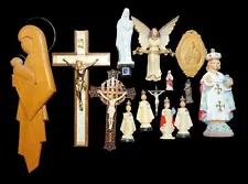 Lot Of Vintage Catholic Religious Statues Infant Jesus Of Prague Crucifix Mary +