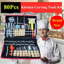 80PCS Kitchen Culinary Carving Tools Kit for Fruit Veg Garnishing Chisel Peeling