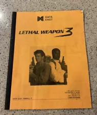 Data East LETHAL WEAPON 3 Pinball Machine Manual - Very good used original