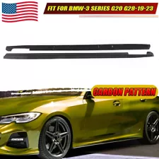 2X Side Skirts Extension Lip for 2019-23 BMW G20 G28 3 Series M Sport Carbon US (For: BMW)