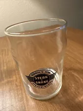 Vintage STEAK N' SHAKE Clear Glass Tumbler Water Juice Soda 4” Tall