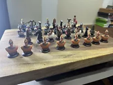 ROME VS EGYPT PAINTED HEAVY METAL CHESS PIECES SET ( NO BOARD )