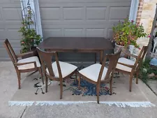 BROYHILL BRASAILIA Mid-Century Modern Set Walnut 5 Dining Chairs Table Chou Chou