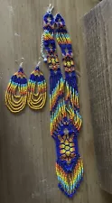 Native American Style Beaded Necklace Earrings Set