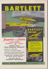 Bartlett Piggy Back Hydraulic 5th Wheel & Truck Tow Bar sell sheet 1960