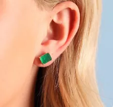 Lab Created Brazilian Emerald With Crystal 925 Silver studs & 18k gold accents