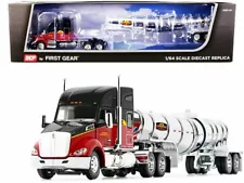 Kenworth T680 76" Mid-Roof Sleeper Cab Black and Red and Chrome Polar Deep Drop