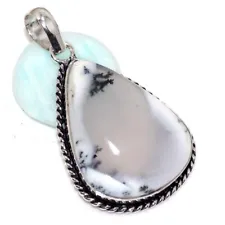 Dendritic Opal 925 Silver Plated Gemstone Handmade Pendant 2" Unique Jewelry GW