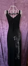 LIP SERVICE Autopsy Cadaverous Maxi Dress Black Goth Vintage Rare Small