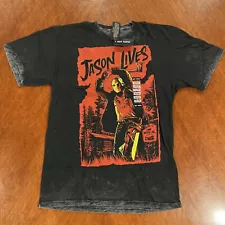 Friday The 13th Shirt Mens Medium Gray Acid Wash Graphic Tee Horror Jason Lives