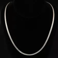 Sterling Silver - ITALY 4mm Etched Herringbone Chain 23.5" Necklace - 15g