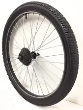 24" Rear Bicycle Black Wheel 7-speed Freewheel and 1.95" Tire Mountain Bike #H34