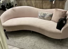 Pink Velvet Curved Sofa