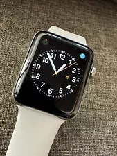 Apple Watch Series 2 42mm Stainless Steel Case White Silicone Band - A1758