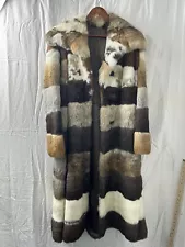 Rabbit Fur Long Coat Size Small Mobwife Trap Authentic Vintage Retro City Furs