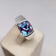 Solitaire Multi Alexandrite Ring For Men's Wedding Gift 925 Sterling Silver Ring