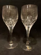 2 Atlantis Sleek, Modern Look Crystal Goblets, Clean Lines, Sara Pattern