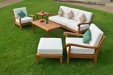 6 PC LARGE TEAK WOOD GARDEN INDOOR OUTDOOR PATIO SOFA SET FURNITURE POOL NAPA