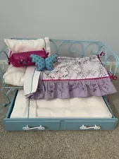 American Girl Doll Curlicue Butterfly Trundle Day Bed w/Bedding