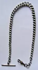 Vintage sterling silver watch chain with repalcement hook & T bar 28grams