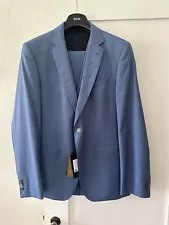 BOSS Hugo Boss Blue Wool Slim Fit 3 Piece Suit Mens Size US 42 Eur 52