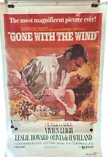 GONE WITH THE WIND MOVIE POSTER MGM R-1980 in Original Plastic Sleeve 27"x 41"