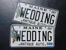 Pair of Maine license plates 2020 Antique Auto WEDDING