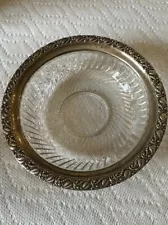 Elegant Glass 6" Bowl, Webster Sterling Silver Rim