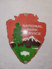 VINTAGE NATIONAL PARK SERVICE PORCELAIN SIGN CAMPING FISHING HUNTING FOREST NICE