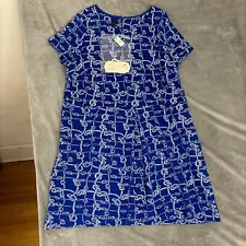 Talbots Dress Womens 3X Blue White Nautical Belted Resort Cruise Vacation Beach