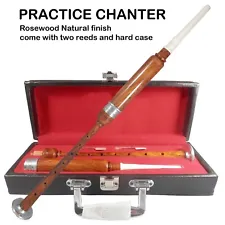 New Bagpipe Practice Chanter Rose Wood Natural Color Silver mounts with reeds