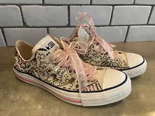 Converse All Star Chuck Taylor Womens White Pink Stripe Hand Painted Size 9