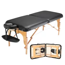 VEVOR 72.8" Professional Massage Table Portable Adjustable 2 Folding 750LBS