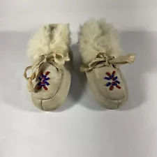 SMALL Beaded Buckskin moccasins 5” In Length