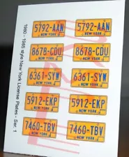 1980 - 1985 NEW YORK miniature LICENSE PLATES for 1/25 scale MODEL CARS—PLS READ