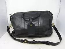 Vintage COACH Black Leather Weekend Overnight Travel Duffle Bag 11.25x7.5x19"