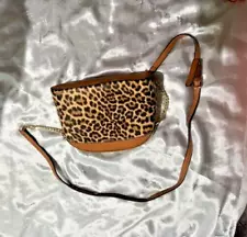 Cheetah Print Leather Shoulder Bag for Women Chain and Leather Strap