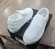 $539 Mens Valentino "Dino" Leather Slip On Sneakers White US 11