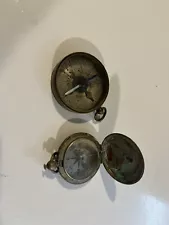 Waltham US Compass Brass WW2 US Army Military Pocket Watch Style Vtg War Relic