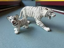 Lot Of 2 Safari Ltd WHITE BENGAL TIGER + CUB Wildlife Figure 2006 Animal Toy