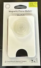 PopSockets (PopWallet+) Magnetic Phone Wallet for MagSafe Devices - White Clear