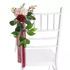 Wedding Aisle Decorations for Church Chair Decor Set of 10 Pew Flowers &Ribbons