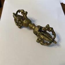 Vintage Tibetan 4 Pronged Dorje Brass For Meditation From The Sixties