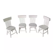 Miniature Dollhouse Four White Chairs for Kitchen or Dining 1:12