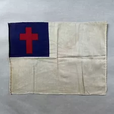 (Solider’s Personal CHRISTIAN Flag) WW2 U.S. Army Vtg Religious Linen Military