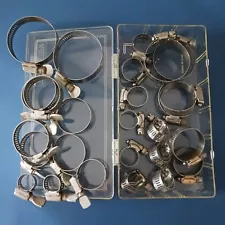 25 pcs Adjustable Hose Clamps Worm Gear Stainless Steel Clamp Assortment